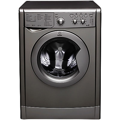Indesit IWDC6125S Freestanding Washer Dryer, 6kg Wash/5kg Dry Load, B Energy Rating, 1200rpm Spin, Silver